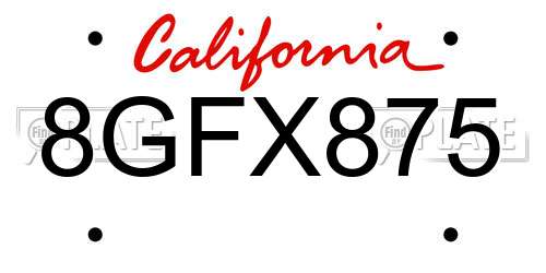 8GFX875 California License Plate