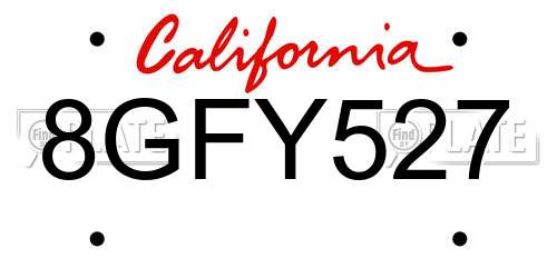 8GFY527 California License Plate