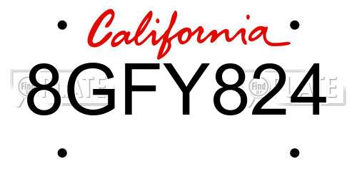 8GFY824 California License Plate