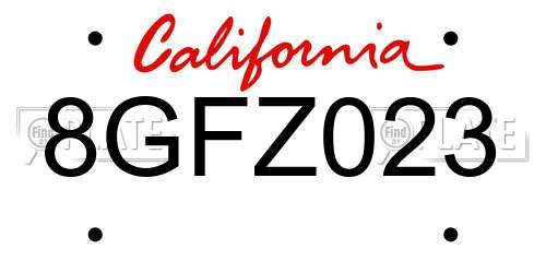 8GFZ023 California License Plate
