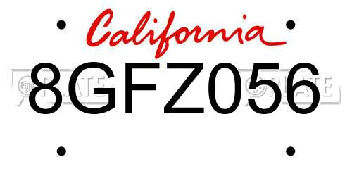 8GFZ056 California License Plate