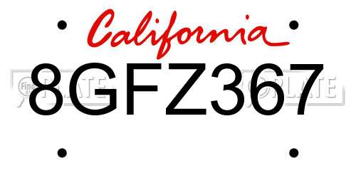 8GFZ367 California License Plate