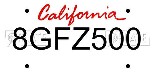 8GFZ500 California License Plate