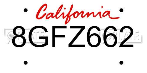 8GFZ662 California License Plate