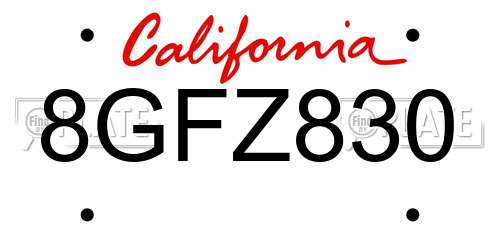 8GFZ830 California License Plate
