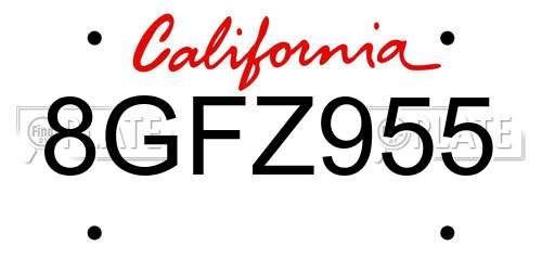 8GFZ955 California License Plate