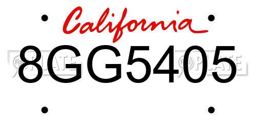 8GG5405 California License Plate