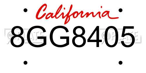 8GG8405 California License Plate