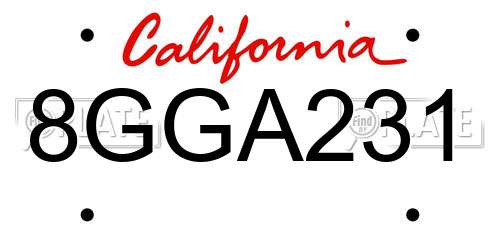 8GGA231 California License Plate