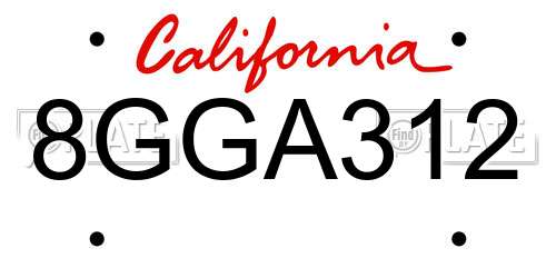 8GGA312 California License Plate