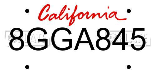 8GGA845 California License Plate