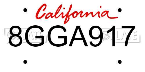 8GGA917 California License Plate