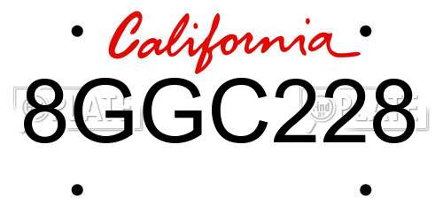 8GGC228 California License Plate