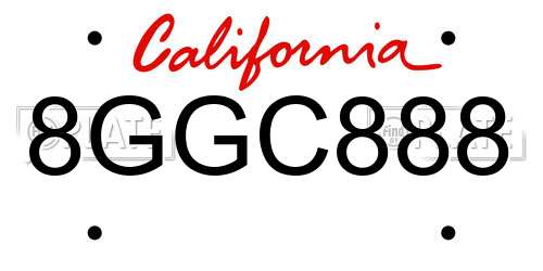 8GGC888 California License Plate