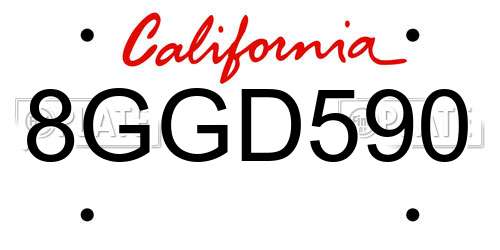8GGD590 California License Plate