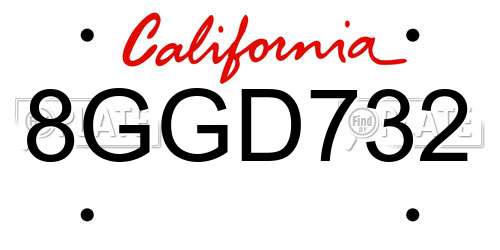 8GGD732 California License Plate