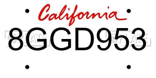 8GGD953 California License Plate