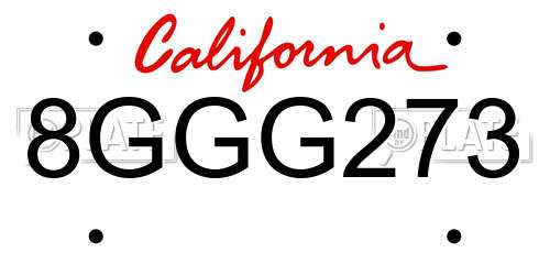 8GGG273 California License Plate