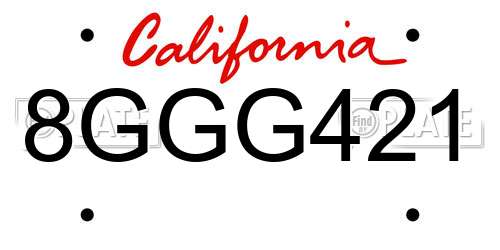 8GGG421 California License Plate