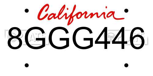8GGG446 California License Plate
