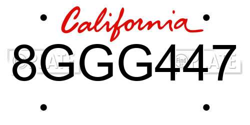 8GGG447 California License Plate