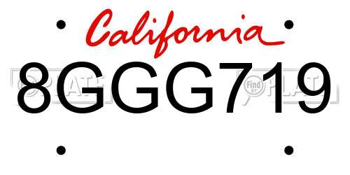 8GGG719 California License Plate