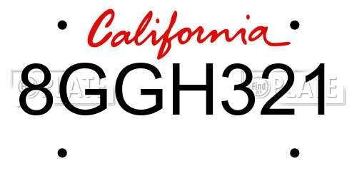8GGH321 California License Plate