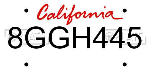 8GGH445 California License Plate