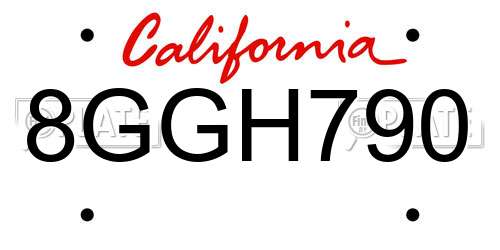8GGH790 California License Plate