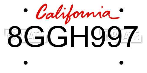 8GGH997 California License Plate