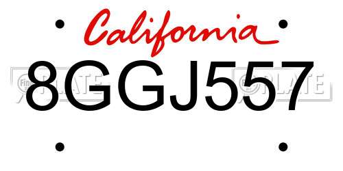 8GGJ557 California License Plate