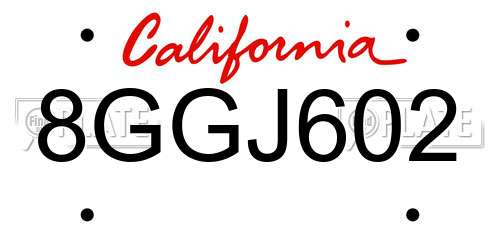 8GGJ602 California License Plate