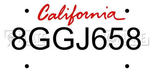 8GGJ658 California License Plate