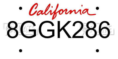 8GGK286 California License Plate