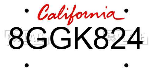 8GGK824 California License Plate
