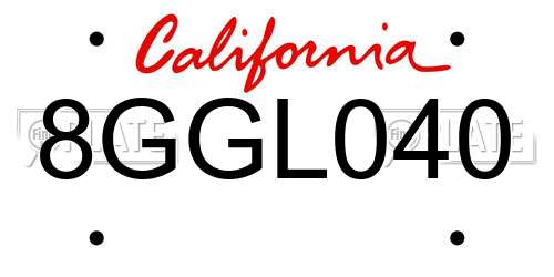 8GGL040 California License Plate