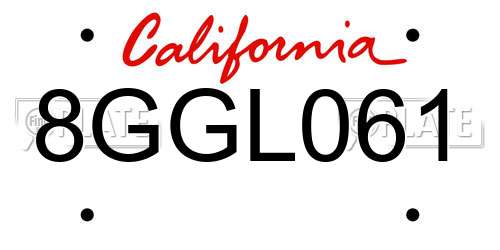 8GGL061 California License Plate