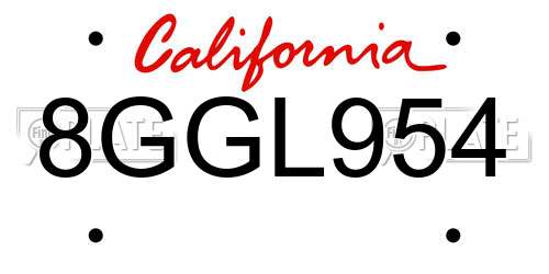 8GGL954 California License Plate