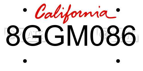 8GGM086 California License Plate