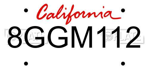 8GGM112 California License Plate