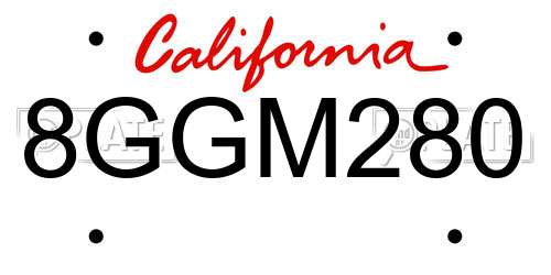 8GGM280 California License Plate