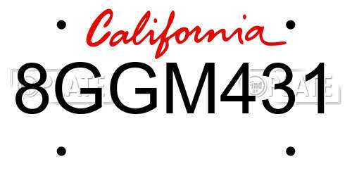 8GGM431 California License Plate