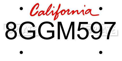 8GGM597 California License Plate
