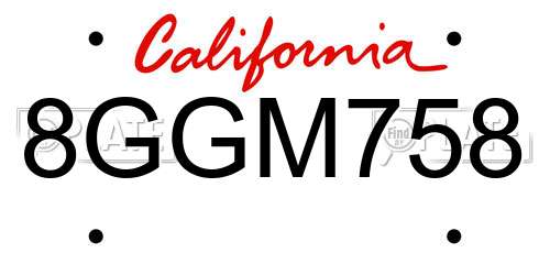 8GGM758 California License Plate