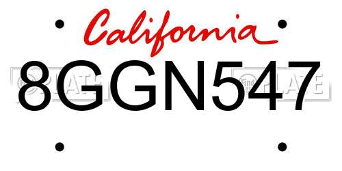 8GGN547 California License Plate