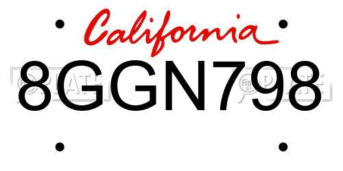 8GGN798 California License Plate