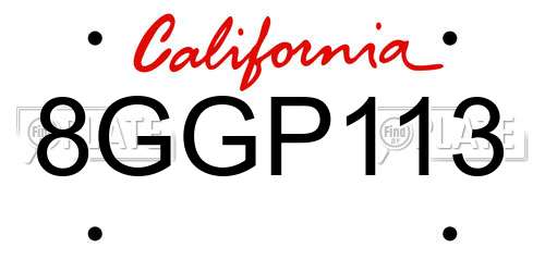 8GGP113 California License Plate