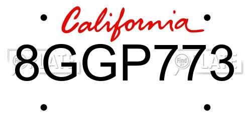 8GGP773 California License Plate