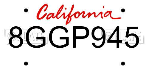 8GGP945 California License Plate