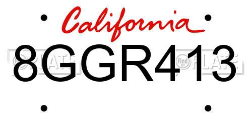 8GGR413 California License Plate